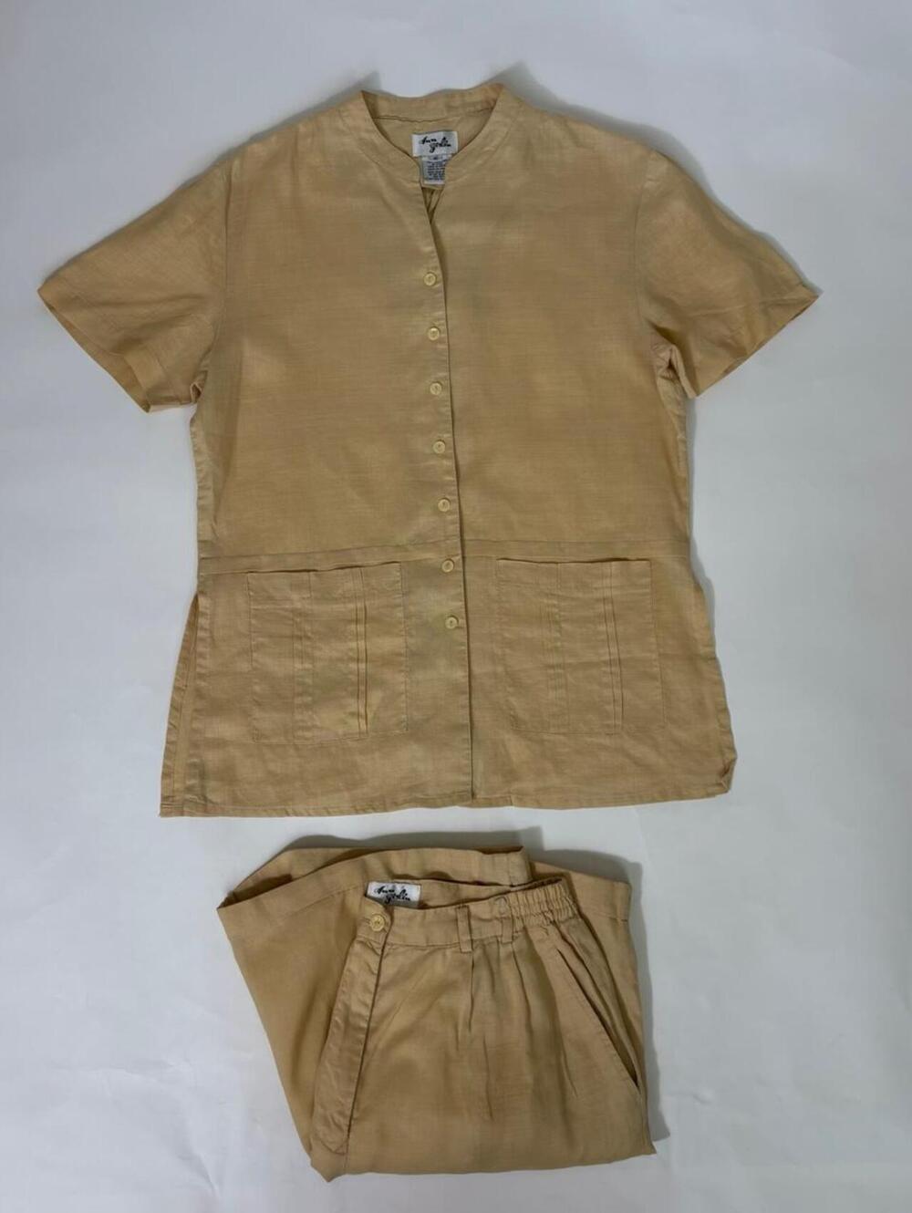 vintage yellow linen matching set